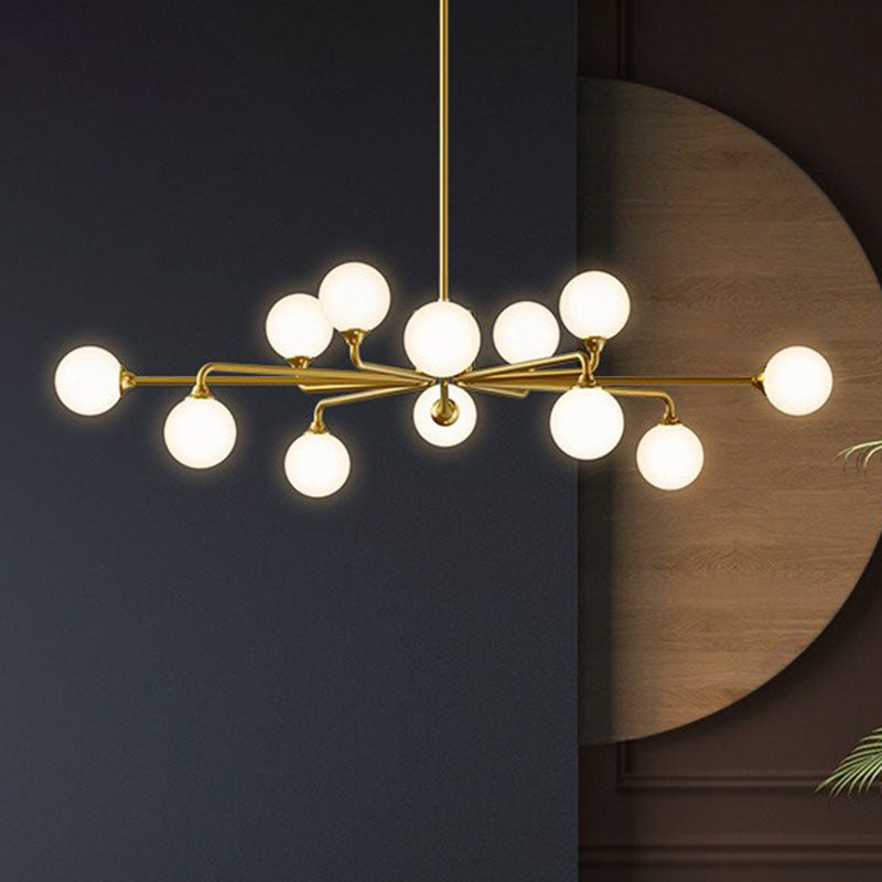 Taavita Ceiling Chandelier Postmodern Milky Ball Glass Hanging Light Kit for Living Room