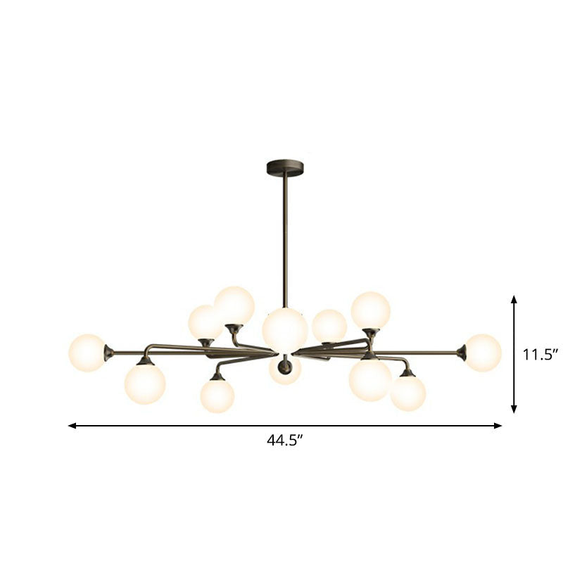 Sputnik Ceiling Chandelier Postmodern Milky Ball Glass Living Room Hanging Light Kit 9 Black Clearhalo 'Ceiling Lights' 'Chandeliers' 'Modern Chandeliers' 'Modern' Lighting' 2269201