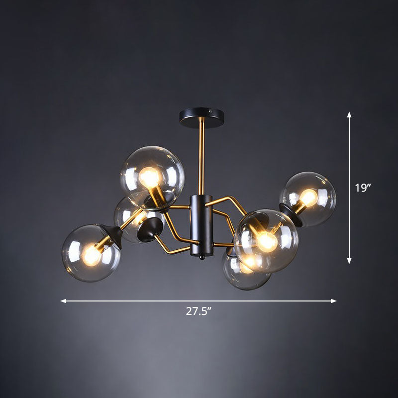 Postmodern Molecule Chandelier Light Glass Living Room Ceiling Suspension Lamp in Black-Brass 8 Smoke Gray Clearhalo 'Ceiling Lights' 'Chandeliers' 'Clear' 'Industrial' 'Modern Chandeliers' 'Modern' 'Tiffany' 'Traditional Chandeliers' Lighting' 2269216