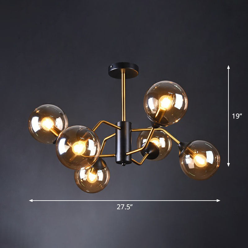 Taavita Postmodern Molecule Chandelier Light Glass Black-Brass Ceiling Suspension Lamp for Living Room