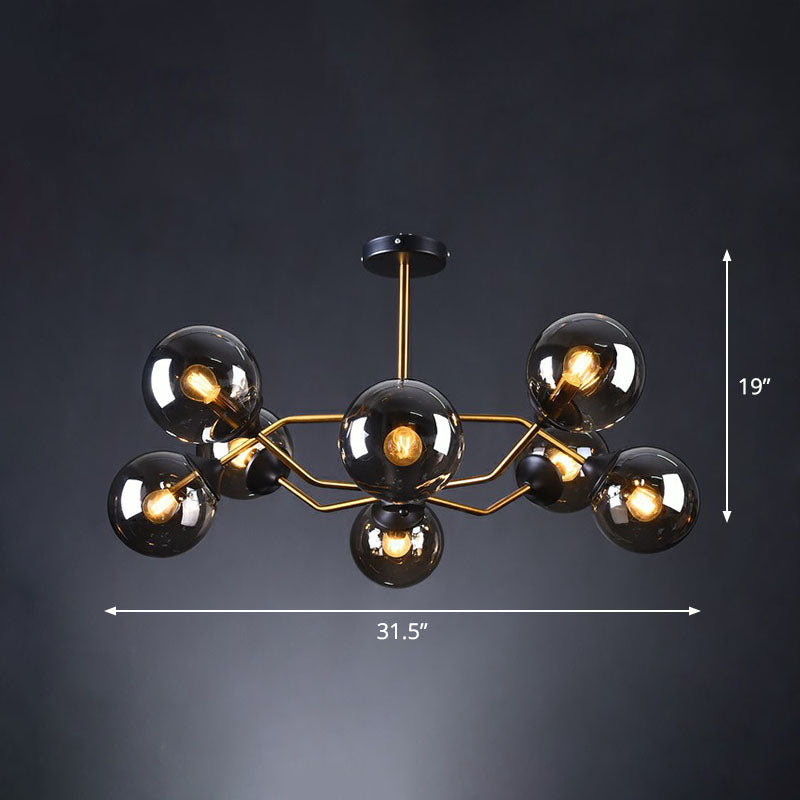 Postmodern Molecule Chandelier Light Glass Living Room Ceiling Suspension Lamp in Black-Brass 12 Clear Clearhalo 'Ceiling Lights' 'Chandeliers' 'Clear' 'Industrial' 'Modern Chandeliers' 'Modern' 'Tiffany' 'Traditional Chandeliers' Lighting' 2269217