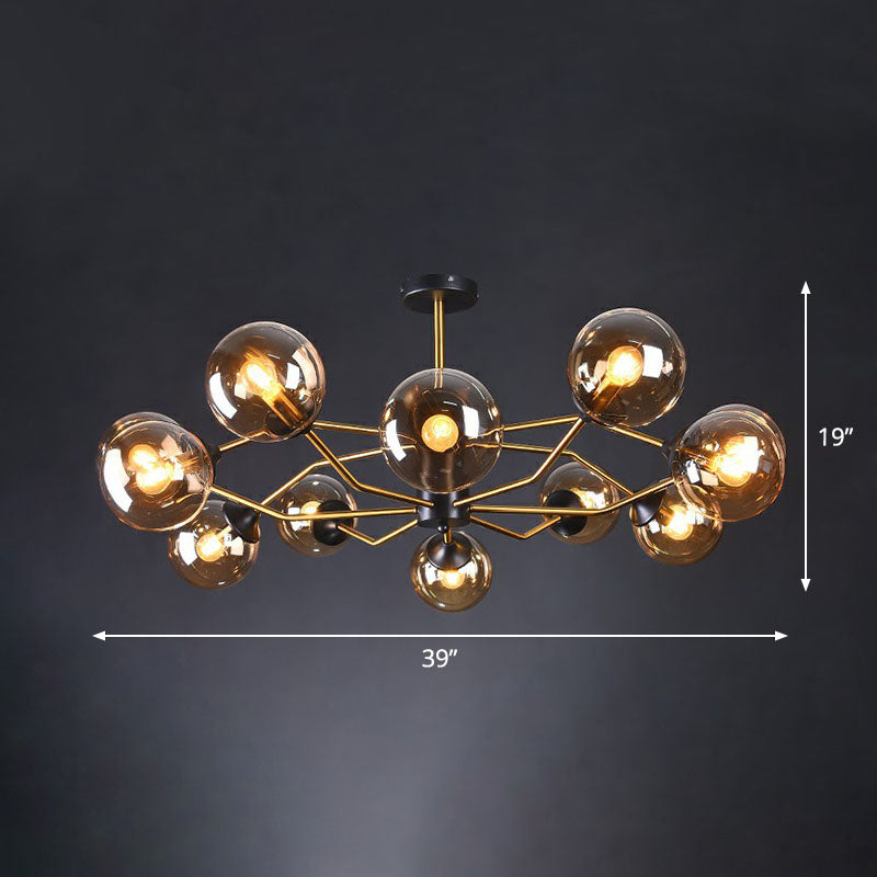 Postmodern Molecule Chandelier Light Glass Living Room Ceiling Suspension Lamp in Black-Brass 8 Clear Clearhalo 'Ceiling Lights' 'Chandeliers' 'Clear' 'Industrial' 'Modern Chandeliers' 'Modern' 'Tiffany' 'Traditional Chandeliers' Lighting' 2269212