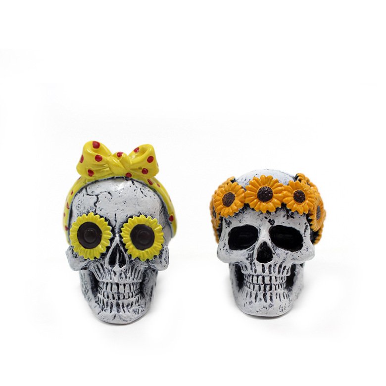 Halloween Skull Air Freshener Set with Floral Scented Resin Sculptures
