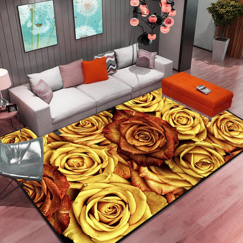 Modern Multi-Colored Plant Print Indoor Rug - Home Decoration Synthetics Easy Care Pet Friendly Carpet by Taavita