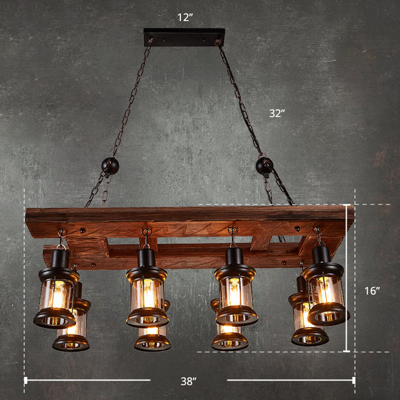 Taavita 8-Light Island Ceiling Light Farmhouse Clear Glass Lantern Pendant Lighting Fixture