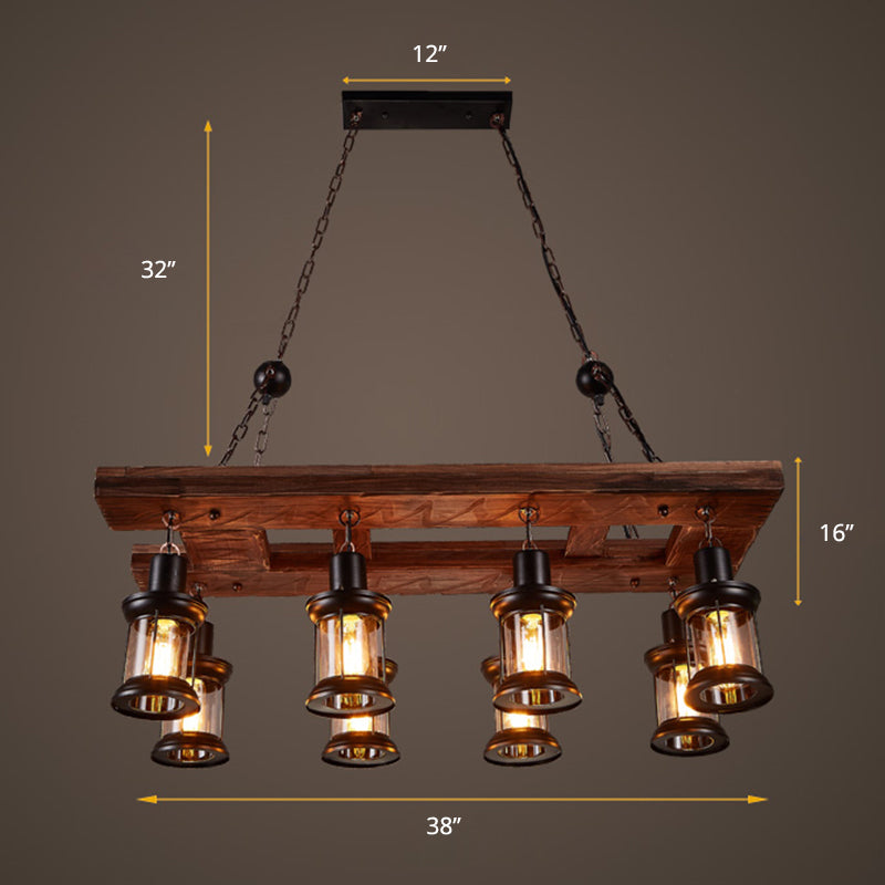 Taavita 8-Light Island Ceiling Light Farmhouse Clear Glass Lantern Pendant Lighting Fixture