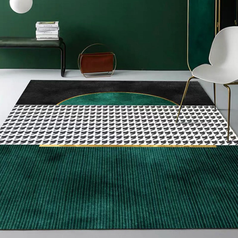 Nordic Geo Printed Rug Multi-Color Synthetics Area Rug Easy Care Machine Washable Indoor Rug for Parlor Peacock Green Clearhalo 'Area Rug' 'Rug' 2296156