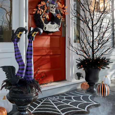 Set of Two Halloween Yard Decorations - Witch Leg Stakes
