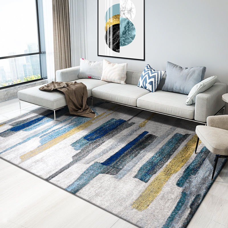 Relaxing Abstract Area Carpet Multi-Colored Synthetics Indoor Rug Non-Slip Backing Pet Friendly for Living Room by Taavita