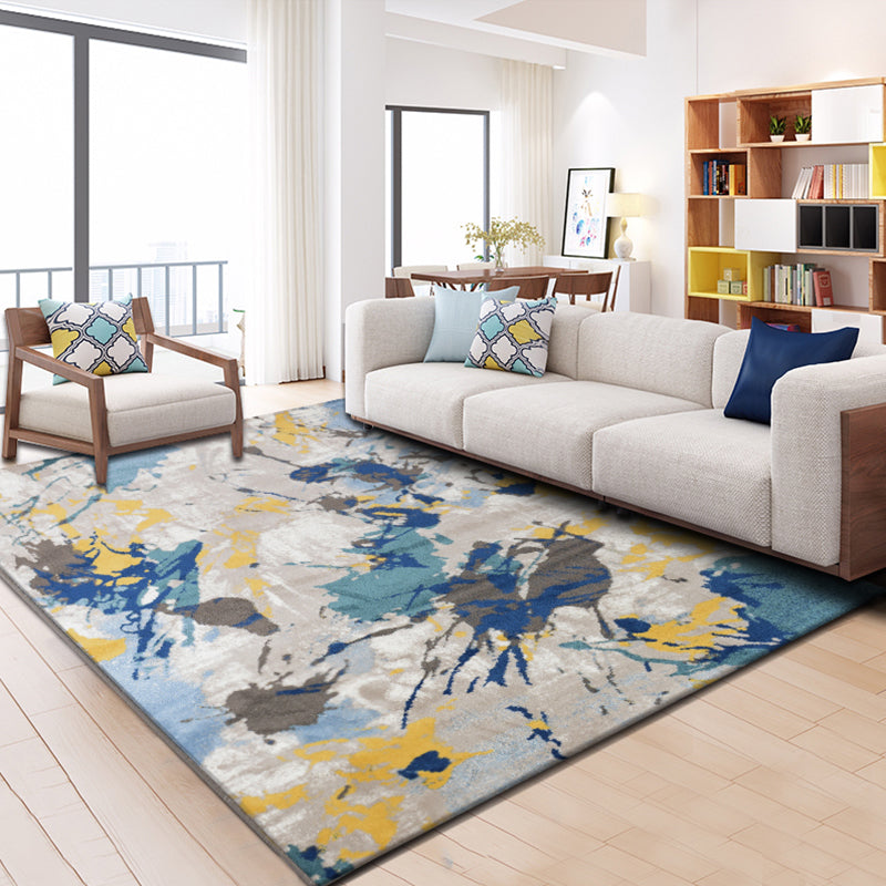 Relaxing Abstract Area Carpet Multi-Colored Synthetics Indoor Rug Non-Slip Backing Pet Friendly for Living Room by Taavita