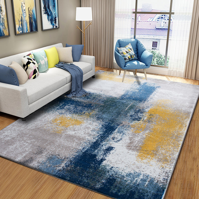 Relaxing Abstract Rug Multi Colored Synthetics Indoor Rug Non-Slip Backing Pet Friendly Area Carpet for Living Room Light Blue-Yellow 5'3" x 7'7" Clearhalo 'Area Rug' 'Modern' 'Rugs' Rug' 2300370