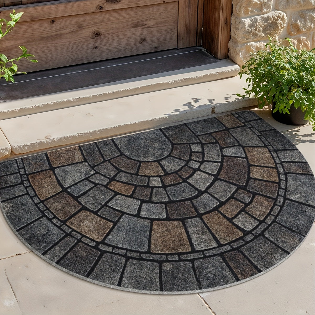 Elegant Round Mosaic Welcome Mat for Indoor and Outdoor Spaces
