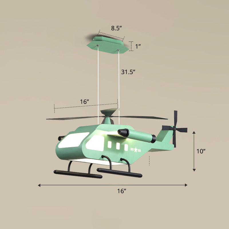 Helicopter LED Suspension Light Fixture Kids Style Metal Bedroom Chandelier Lamp Clearhalo 'Ceiling Lights' 'Chandeliers' Lighting' options 2311122