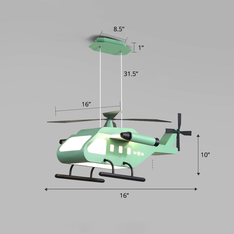Helicopter LED Suspension Light Fixture Kids Style Metal Bedroom Chandelier Lamp Clearhalo 'Ceiling Lights' 'Chandeliers' Lighting' options 2311110