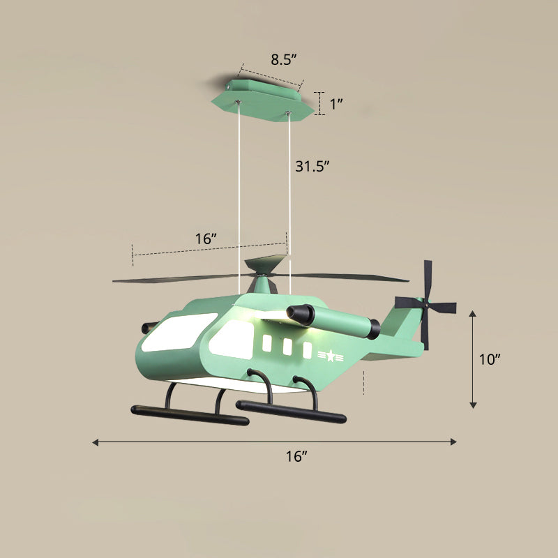 Helicopter LED Suspension Light Fixture Kids Style Metal Bedroom Chandelier Lamp Clearhalo 'Ceiling Lights' 'Chandeliers' Lighting' options 2311112