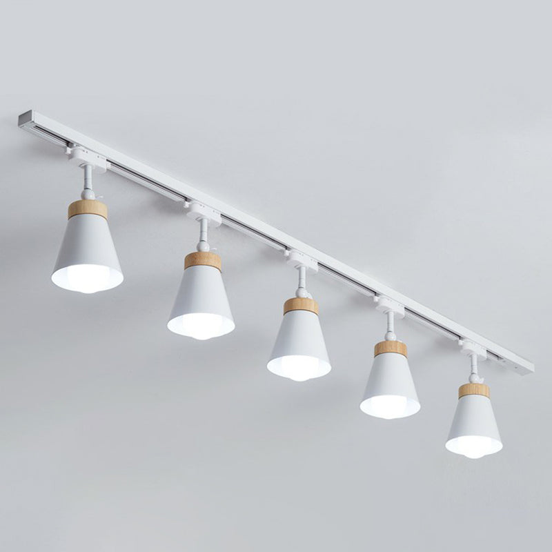 Living Room Semi Flush Mount Lamp Nordic Style Spotlight Track Light with Cone Metal Shade 4 Black Clearhalo 'Ceiling Lights' 'Close To Ceiling Lights' 'Close to ceiling' 'Semi-flushmount' Lighting' 2312063