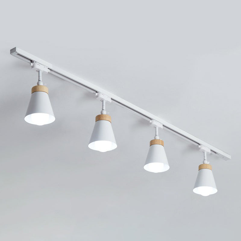 Living Room Semi Flush Mount Lamp Nordic Style Spotlight Track Light with Cone Metal Shade 3 White Clearhalo 'Ceiling Lights' 'Close To Ceiling Lights' 'Close to ceiling' 'Semi-flushmount' Lighting' 2312057