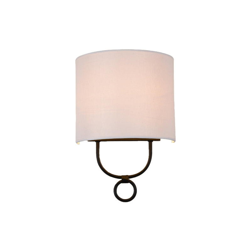 Taavita Half-Cylinder Wall Light 1 Head White Fabric Shade Wall Lamp for Bedroom