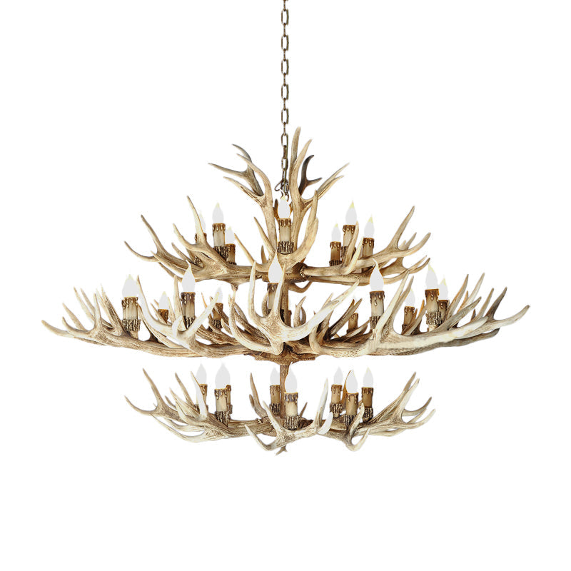Taavita Light Brown Hanging Chandelier Deer Antler 8 Bulbs Traditional Pendant Light for Dining Room with Size Options 25 Inches & Higher and Widths 39"
