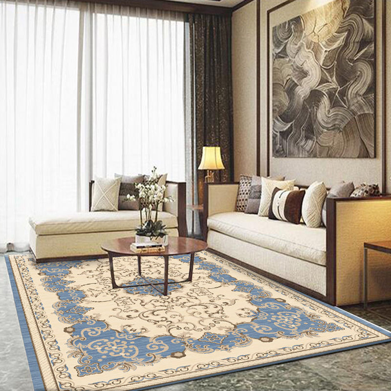 Multi-Color Plant Print Formal Living Room Rug Indoor Rug with Polypropylene Anti-Slip Backing - Pet-Friendly Carpet