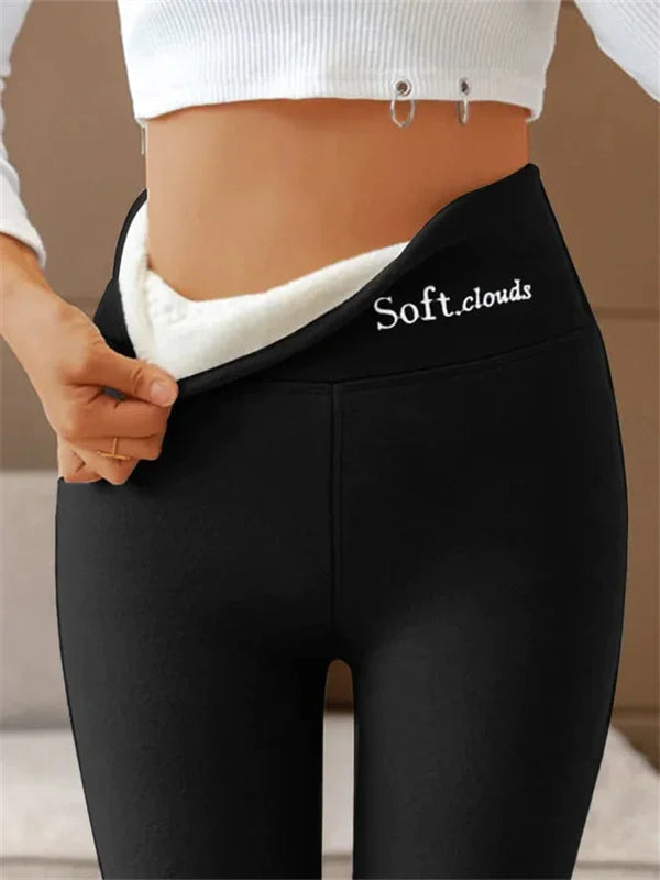 Women’s Leggings | Fleece-Lined Slimming Fit | Polyester, Cotton & Cashmere Blend | Comfortable Warmth