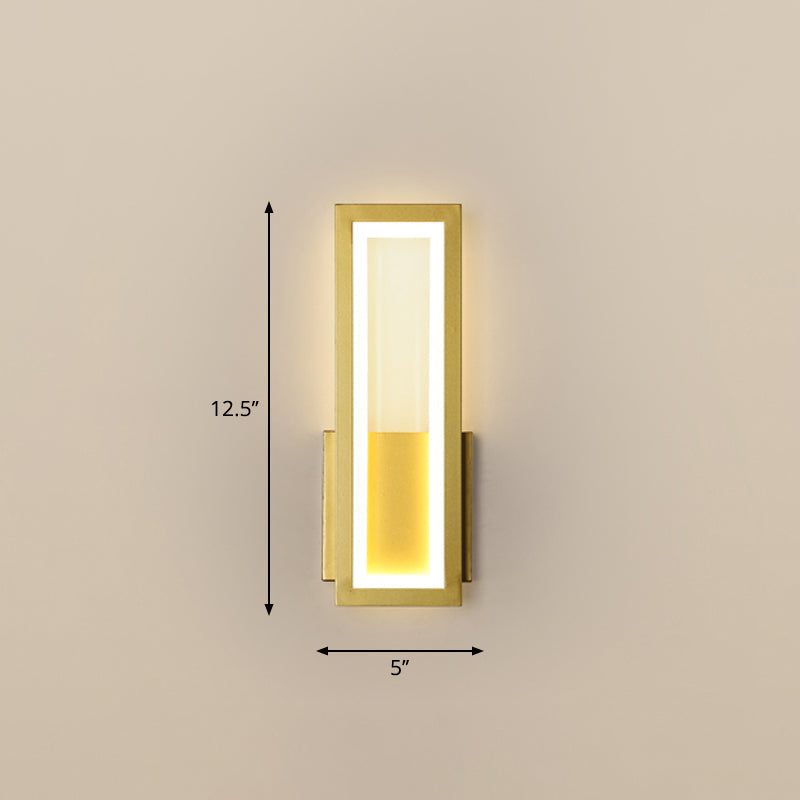 Minimalism Rectangle Wall Sconce Lighting Metal Foyer LED Wall Mount Light Fixture Clearhalo 'Modern wall lights' 'Modern' 'Wall Lamps & Sconces' 'Wall Lights' Lighting' 2353537