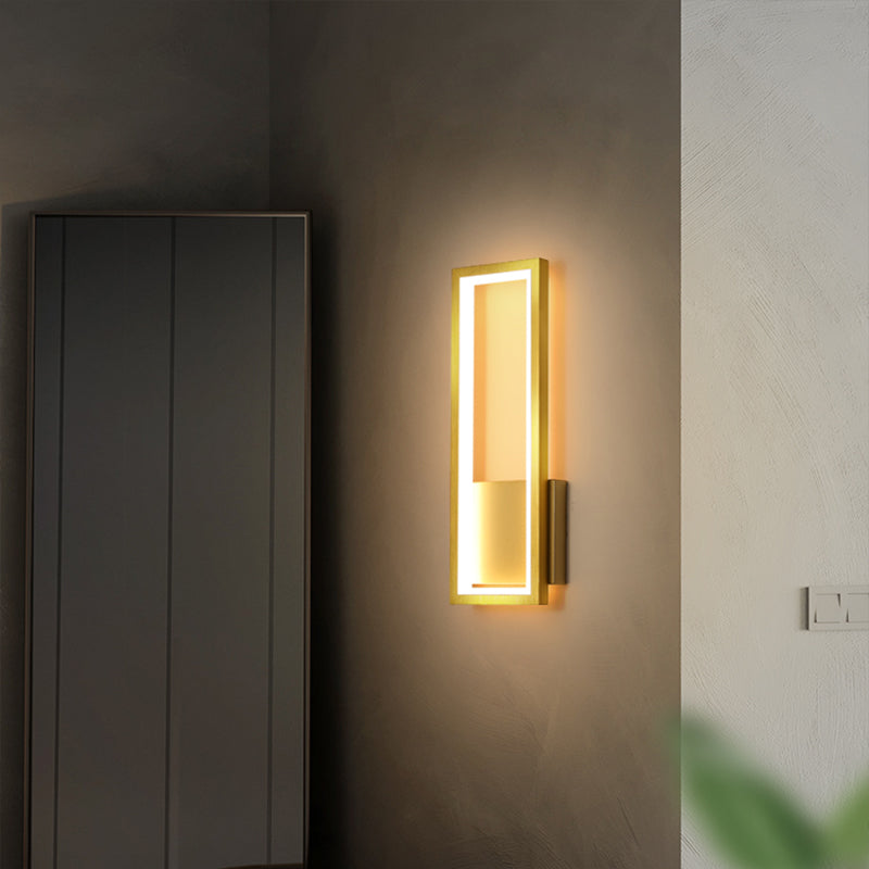 Taavita Minimalist Rectangle Wall Light Fixture Metal Foyer LED - Wall Mount Light with Black Gold Finish, Modern Design and Acrylic Material, 10-14 Inch Height, for Indoor Use.