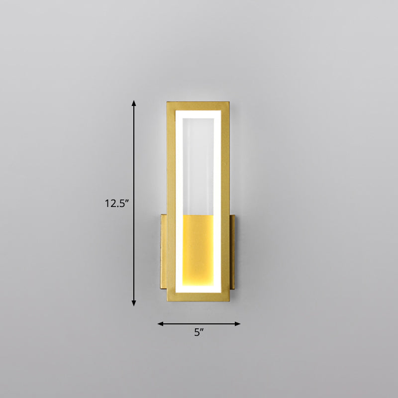 Minimalism Rectangle Wall Sconce Lighting Metal Foyer LED Wall Mount Light Fixture Black 7" White Clearhalo 'Modern wall lights' 'Modern' 'Wall Lamps & Sconces' 'Wall Lights' Lighting' 2353547