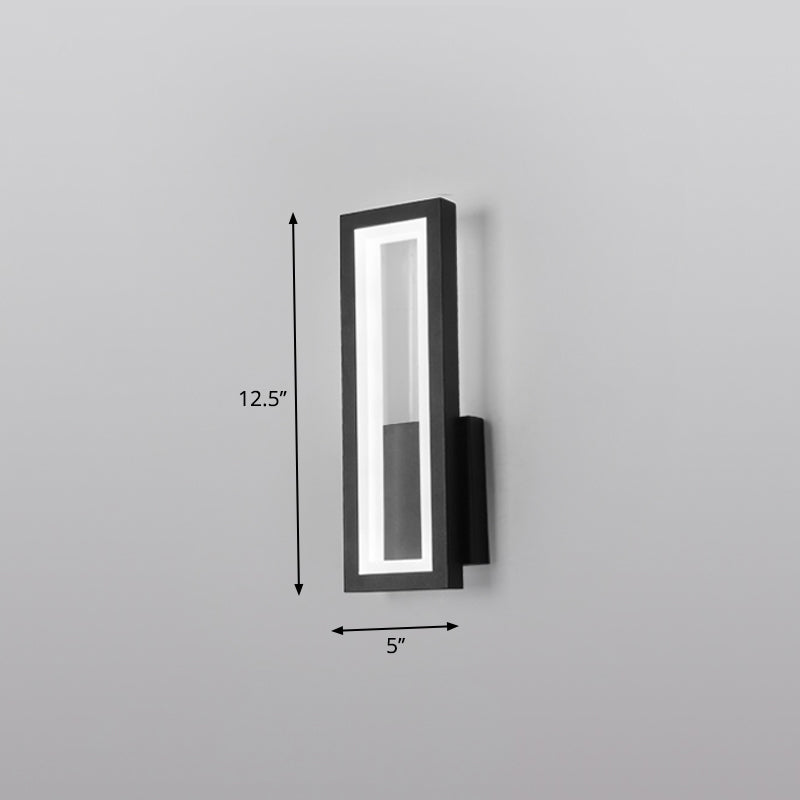 Minimalism Rectangle Wall Sconce Lighting Metal Foyer LED Wall Mount Light Fixture Black 7" Third Gear Clearhalo 'Modern wall lights' 'Modern' 'Wall Lamps & Sconces' 'Wall Lights' Lighting' 2353549