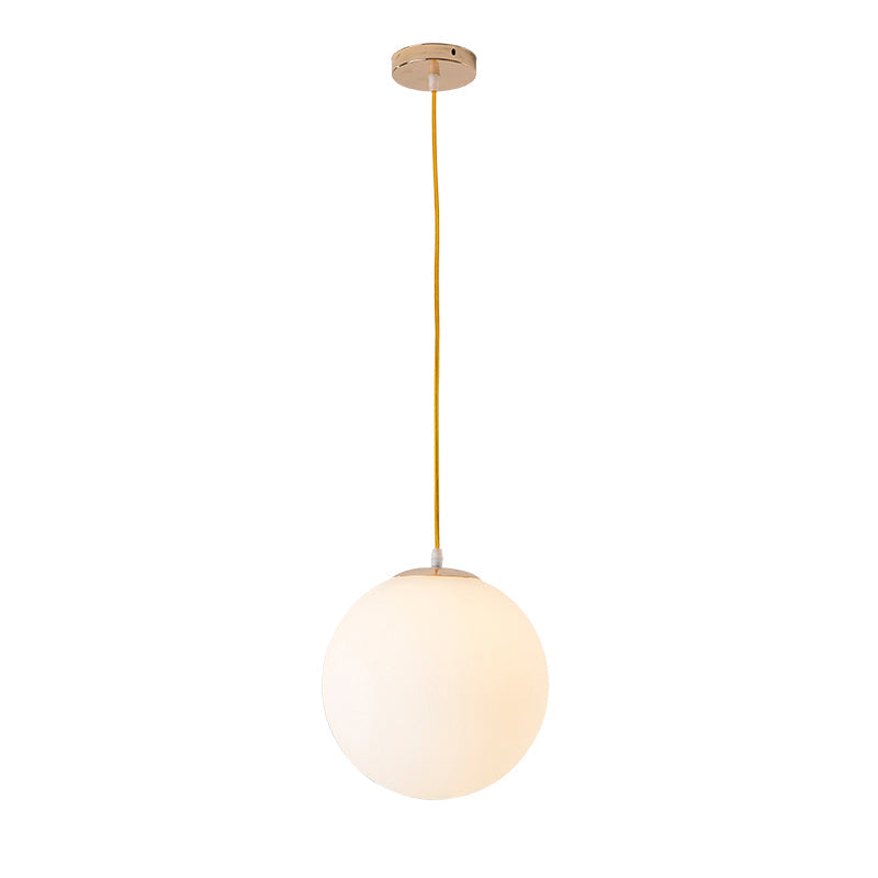 Taavita Milky Glass Hanging Lamp Minimalist 1-Light Gold Light for Dining Room