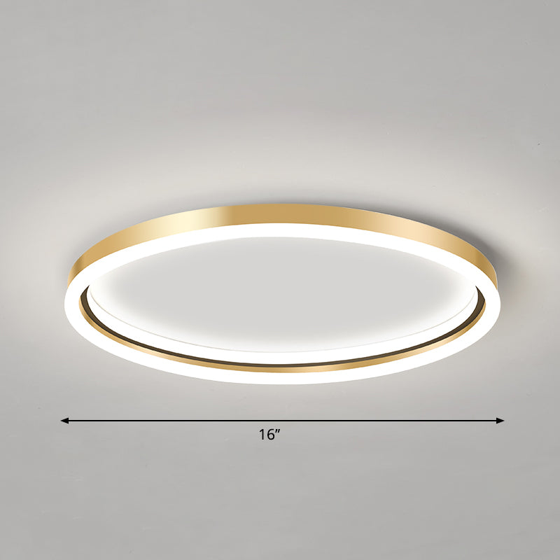 Taavita Aluminum Ring Ceiling Flush Mount Light with Simple Golden LED Flush Mounted Lamp for Bedroom