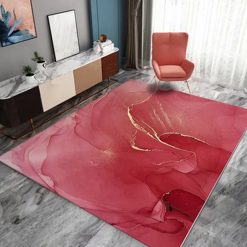 Taavita Casual Living Room Rug Multi-Color Abstract Printed Area Carpet Polyester Non-Slip Backing Pet Friendly Indoor Rug