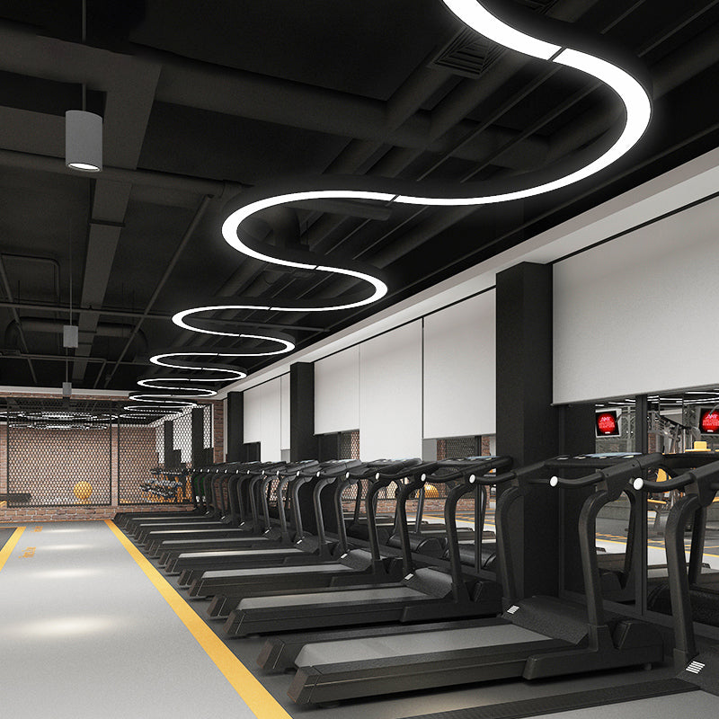 Black Arc LED Chandelier Light Simplicity Metal Hanging Ceiling Light for Gymnasium Clearhalo 'Ceiling Lights' 'Chandeliers' 'Modern Chandeliers' 'Modern' Lighting' 2373635