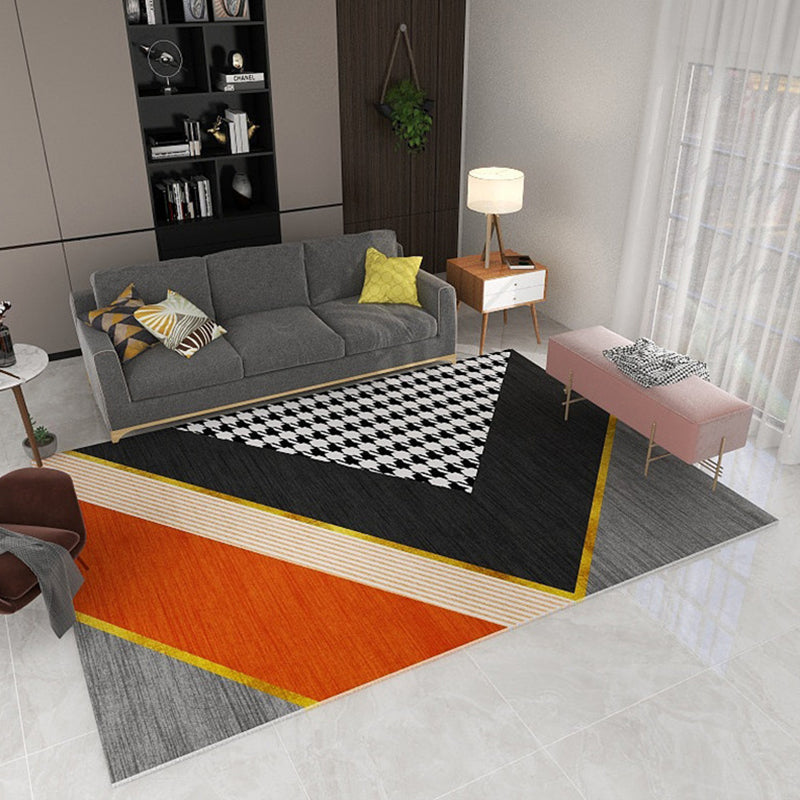 Formal Geometric Print Rug Multi Color Polypropylene Indoor Rug Pet Friendly Machine Washable Carpet for Living Room Black Clearhalo 'Area Rug' 'Modern' 'Rugs' Rug' 2374695