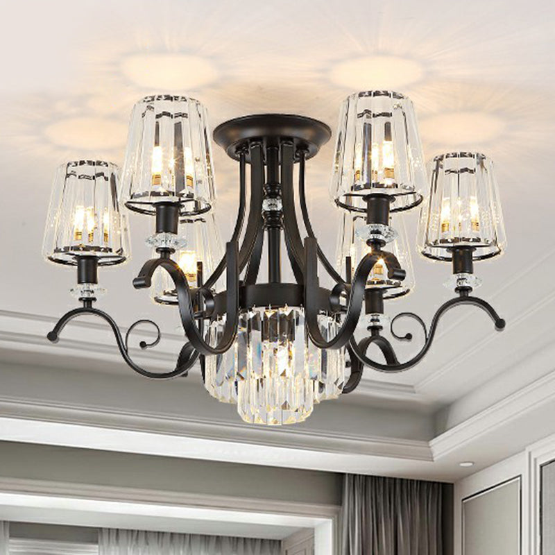 Taavita Conical Semi Flush Mount Lighting Vintage Ceiling Fixture in Black for Living Room