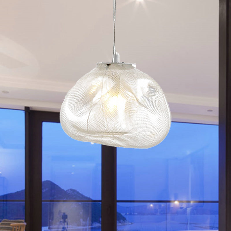 8"/12" W Cloud-Shaped Hanging Bright Contemporary Clear/Smoke Gray Handmade Glass 1 Bulb Indoor Light Fixture