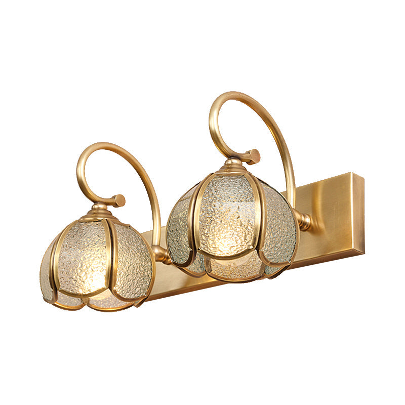 2/3 Bulbs Taavita Flower Bar Light Traditional Water Glass Sconce Light Fixture with Curved Arm