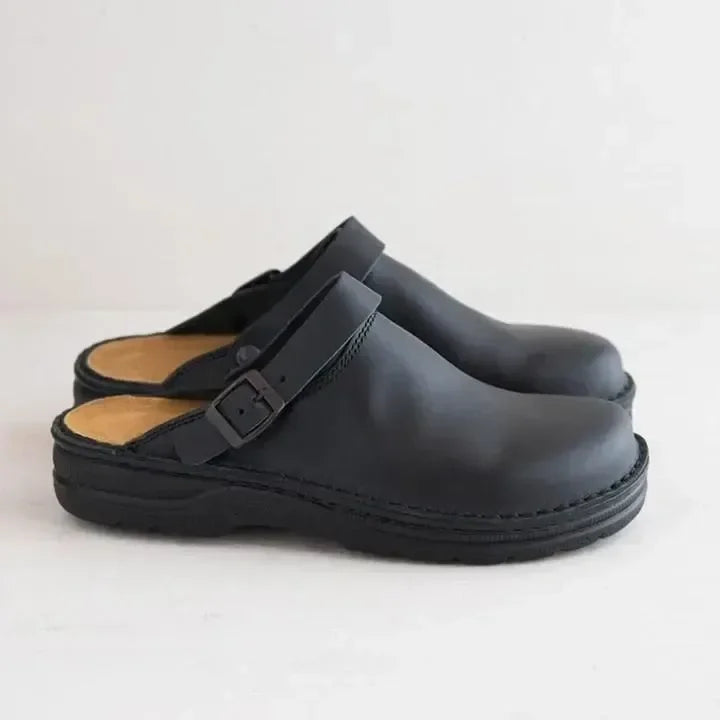 ComfortStep Men's Leather Slippers with Supportive Design