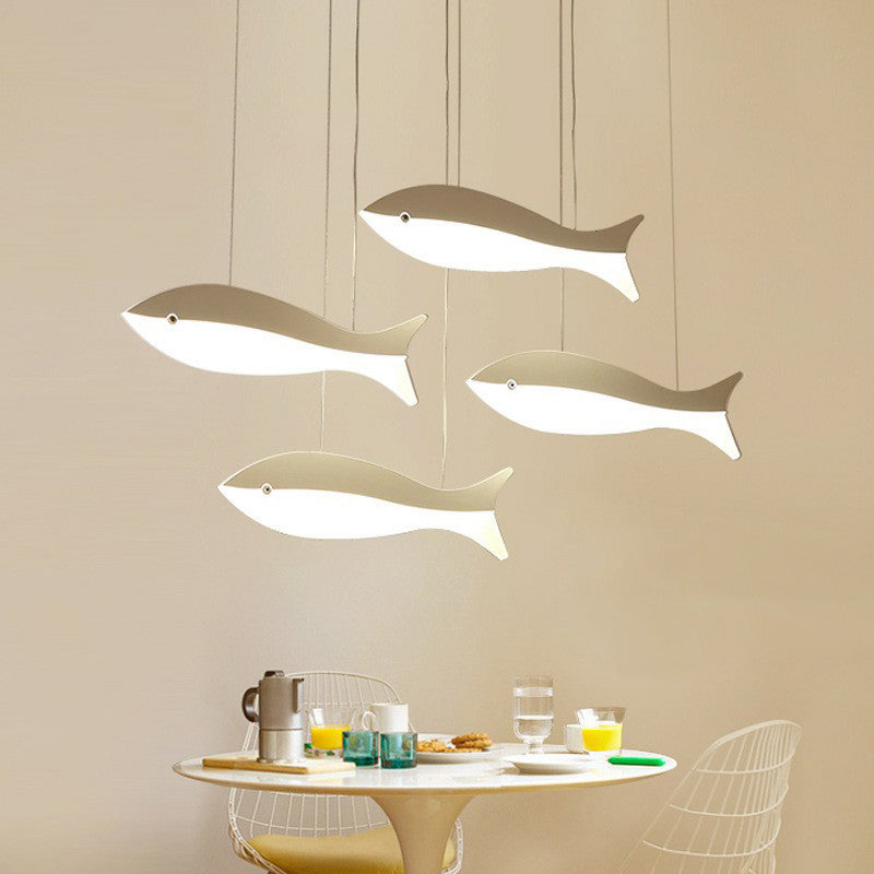 Taavita Fish Pile Pendant Light - Lightweight Artistic Acrylic - LED Ceiling Hanging Lamp for Restaurant - Industrial Style, 19.5" x 15", with Bulb, Indoor, 220V-240V / 110V-120V, 39 Watts & Under, Metal Material, SMD Base, Color Temperature: White