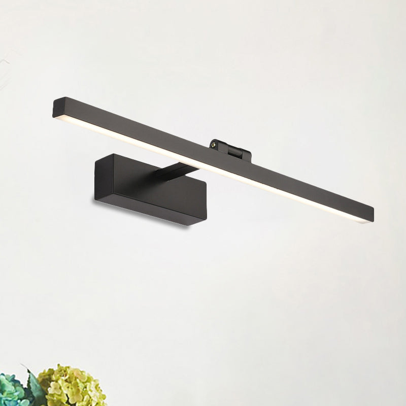 Simplistic Style Rectangle Aluminum Wall Lamp 16"/19.5" W LED Vanity Mirror Light in Black/White for Bathroom Clearhalo 'Cast Iron' 'Glass' 'Industrial' 'Modern wall lights' 'Modern' 'Tiffany' 'Traditional wall lights' 'Vanity Lights' 'Wall Lights' Lighting' 136280