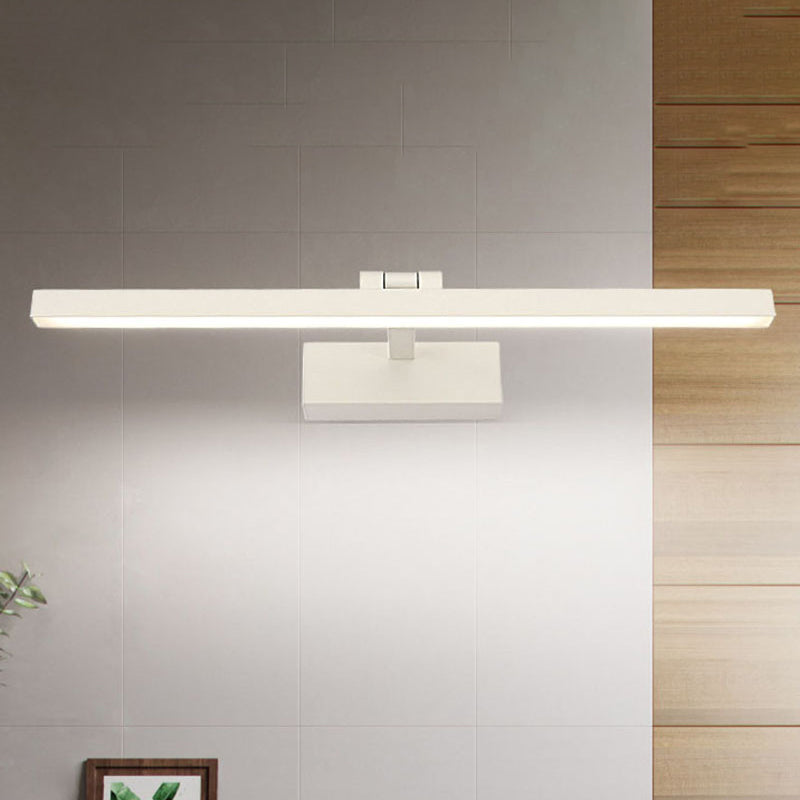 Simplistic Style Rectangle Aluminum Wall Lamp 16"/19.5" W LED Vanity Mirror Light in Black/White for Bathroom Clearhalo 'Cast Iron' 'Glass' 'Industrial' 'Modern wall lights' 'Modern' 'Tiffany' 'Traditional wall lights' 'Vanity Lights' 'Wall Lights' Lighting' 136279