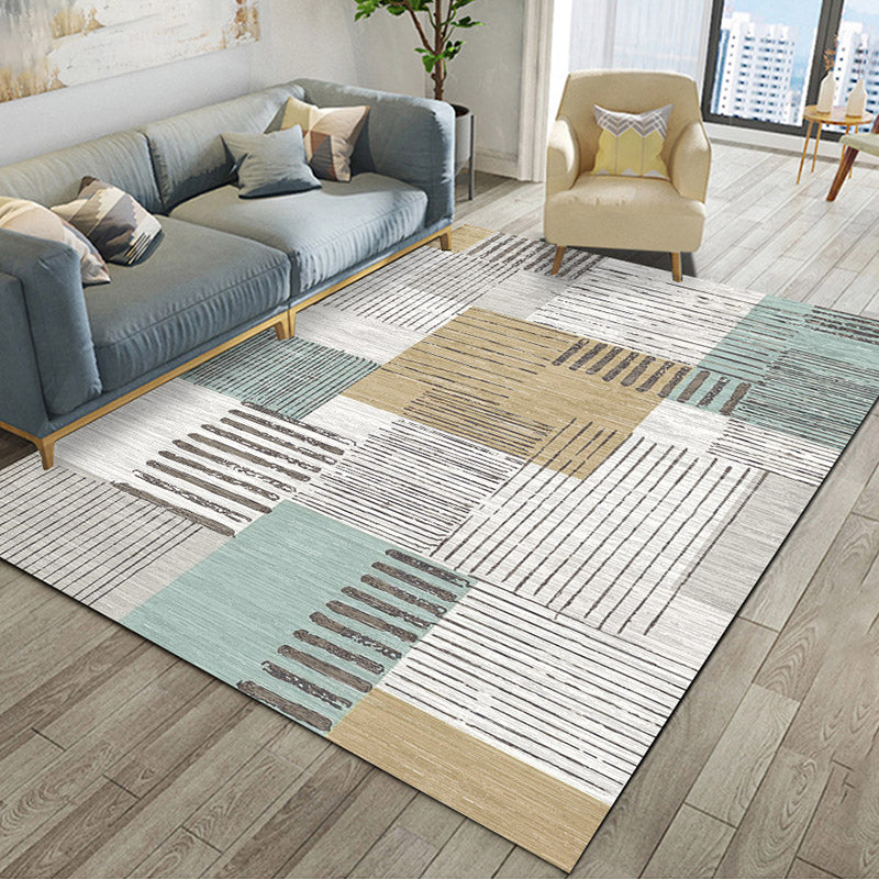 Relaxing Multi-Color Geometric Pattern Living Room Rug Area Carpet with Taavita Non-Slip Backing - Washable Area Rug