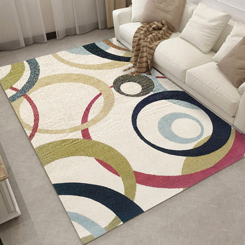 Relaxing Multi-Color Geometric Pattern Living Room Rug Area Carpet with Taavita Non-Slip Backing - Washable Area Rug