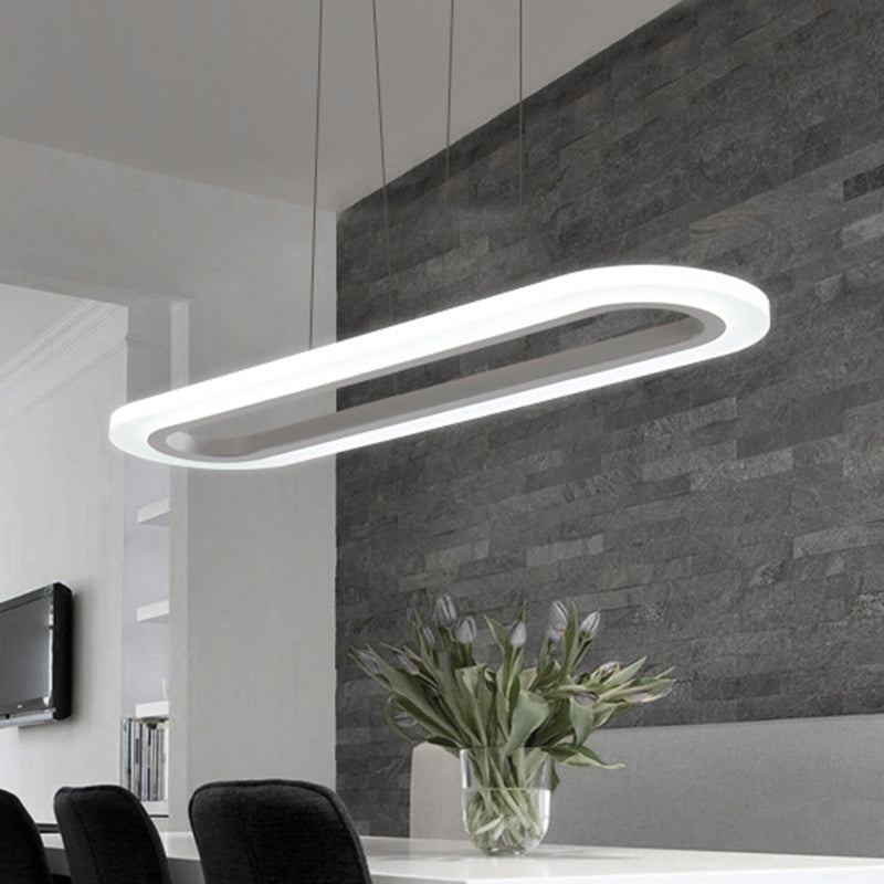 Oblong Office Island Ceiling Light Acrylic Simple Style LED Pendulum Light in Silver Clearhalo 'Ceiling Lights' 'Island Lights' Lighting' 2466302