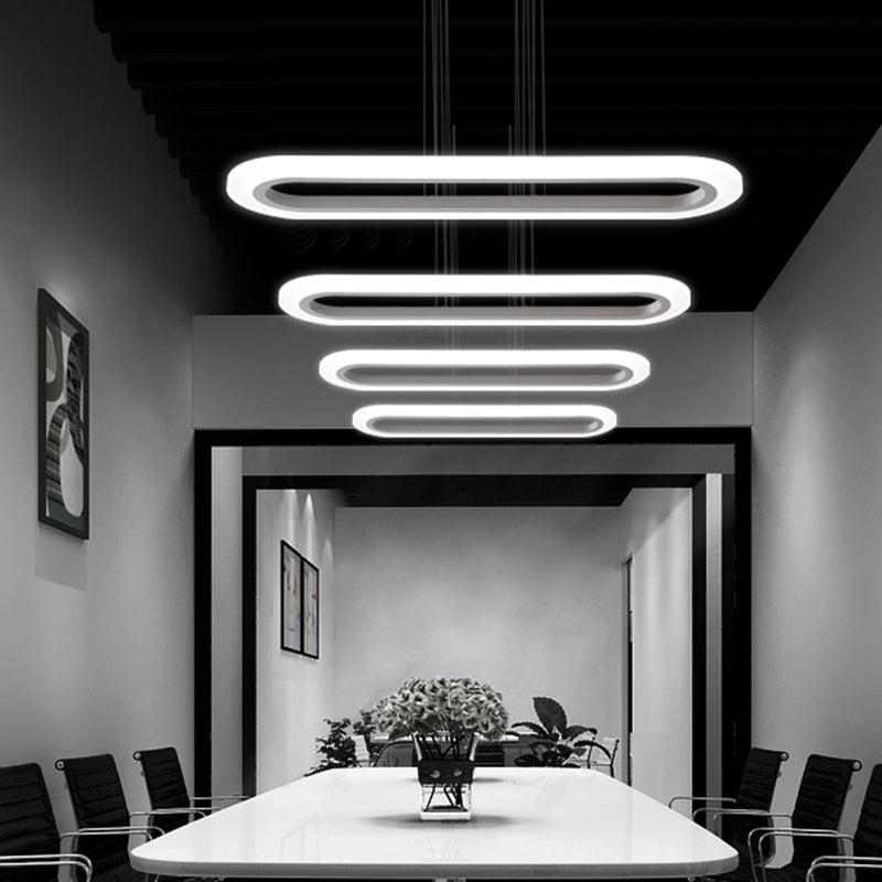 Taavita Ceiling Light Office Island LED Pendant Light in Silver - Acrylic Simple Style