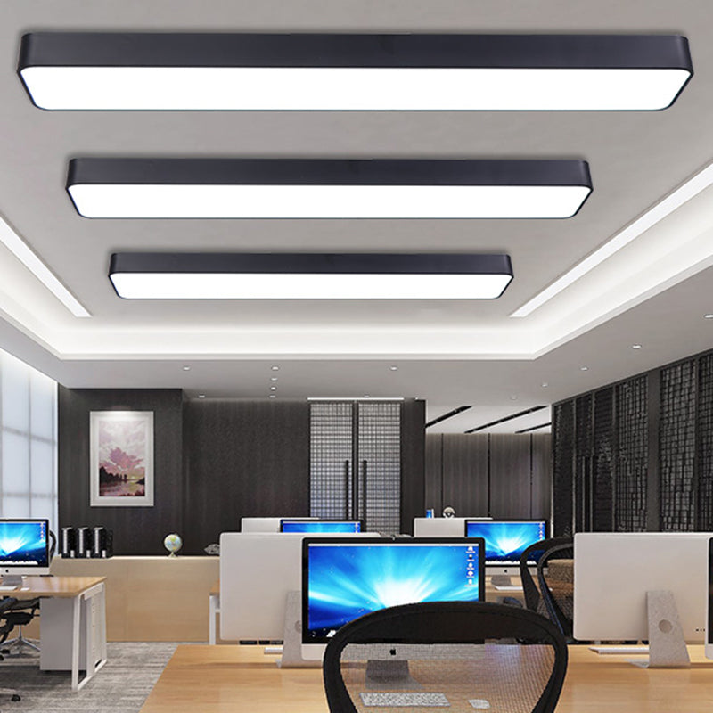 Black Rectangular Ceiling Light Fixture Simple LED Aluminum Flush Mount Lamp for Office Clearhalo 'Ceiling Lights' 'Close To Ceiling Lights' 'Close to ceiling' 'Flush mount' Lighting' 2466864