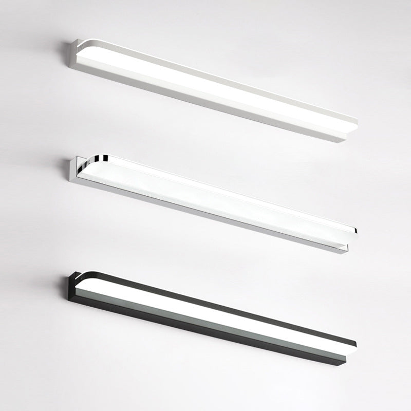 Rounded Corner Bath Bar Simplicity Stainless Steel LED Vanity Wall Light Fixture Chrome Clearhalo 'Modern wall lights' 'Modern' 'Vanity Lights' 'Wall Lights' Lighting' 2467144