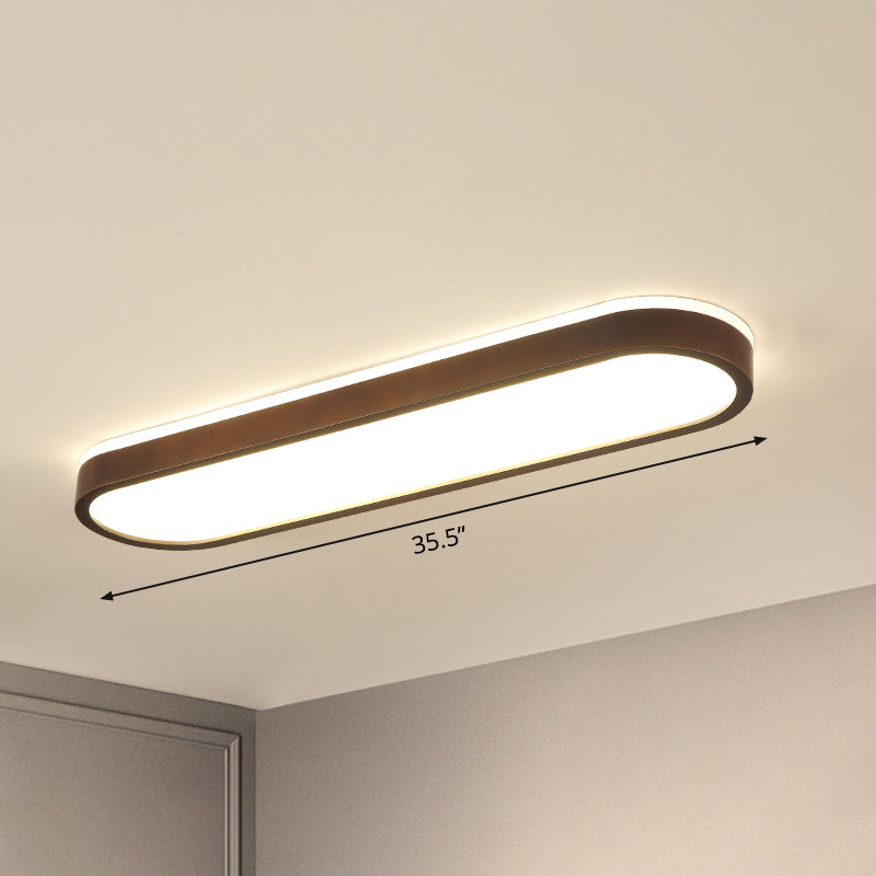 Taavita Surface Mounted LED Ceiling Light Simplicity Wooden Brown Flush Mount Light for Aisle - Modern Design with Natural Color Temperature and Included Bulb