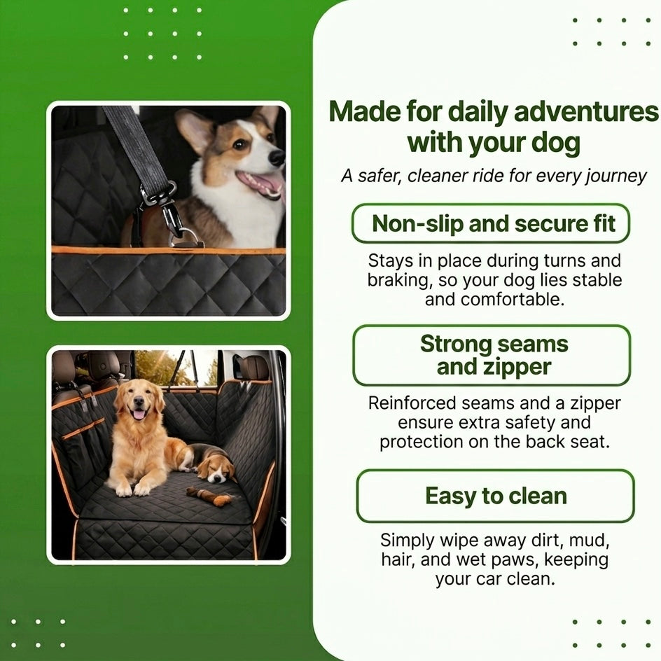 Universal Fit Dog Car Seat Cover – Waterproof with Side Flaps and Pockets