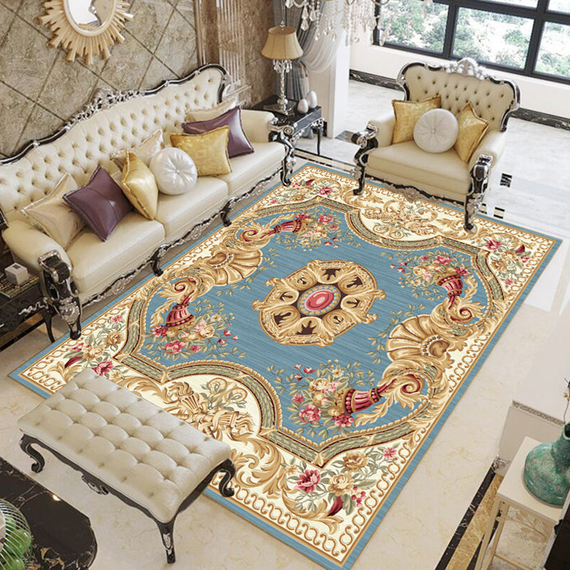 Multicolor Modern Rug Polyster Floral Printed Area Carpet Anti-Slip Backing Stain-Resistant Indoor Rug for Parlor Dark Blue Clearhalo 'Area Rug' 'Modern' 'Rugs' Rug' 2480908